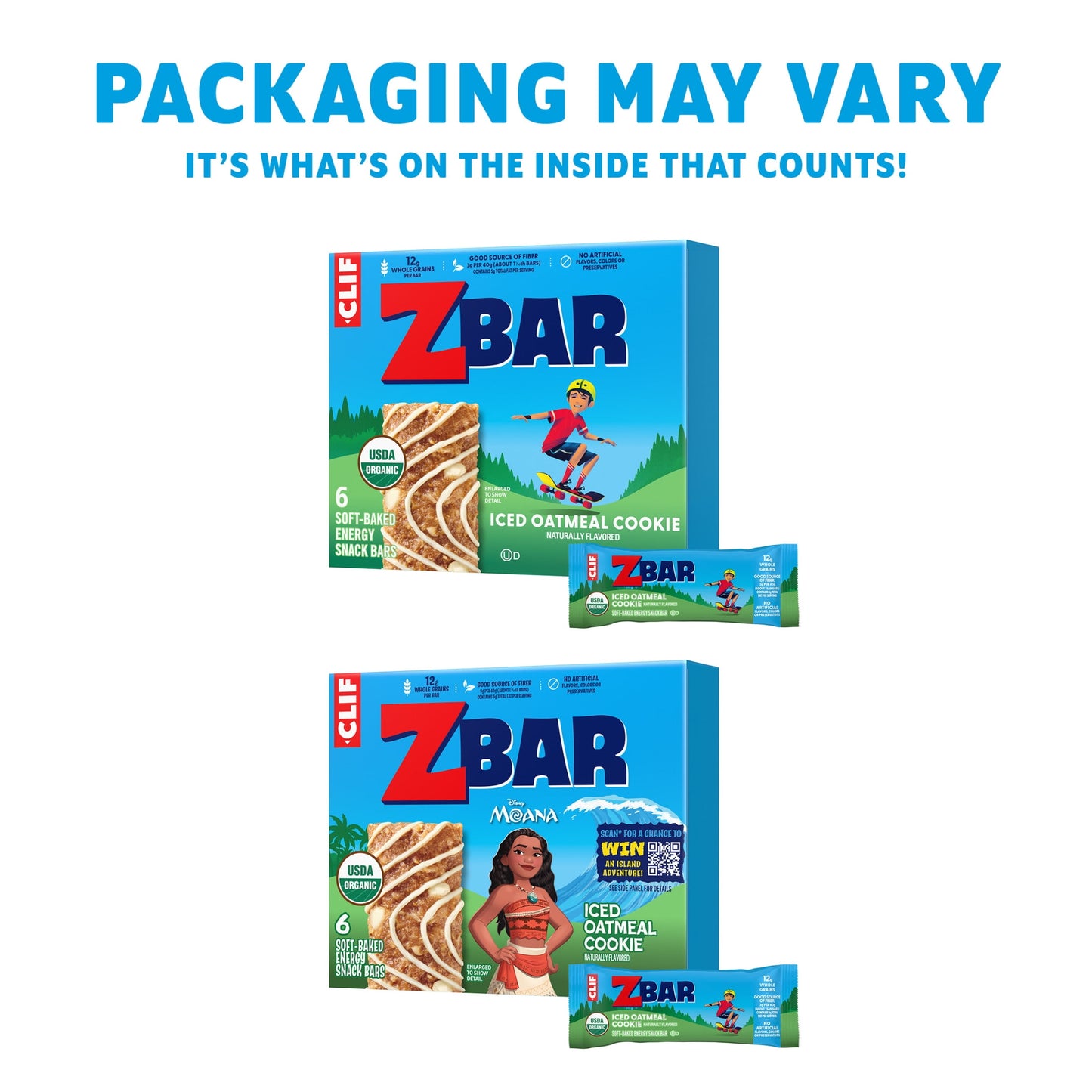 Zbar Iced Oatmeal Cookie Flavor Soft Baked Snack Bars, Organic Granola Bars, 6ct
