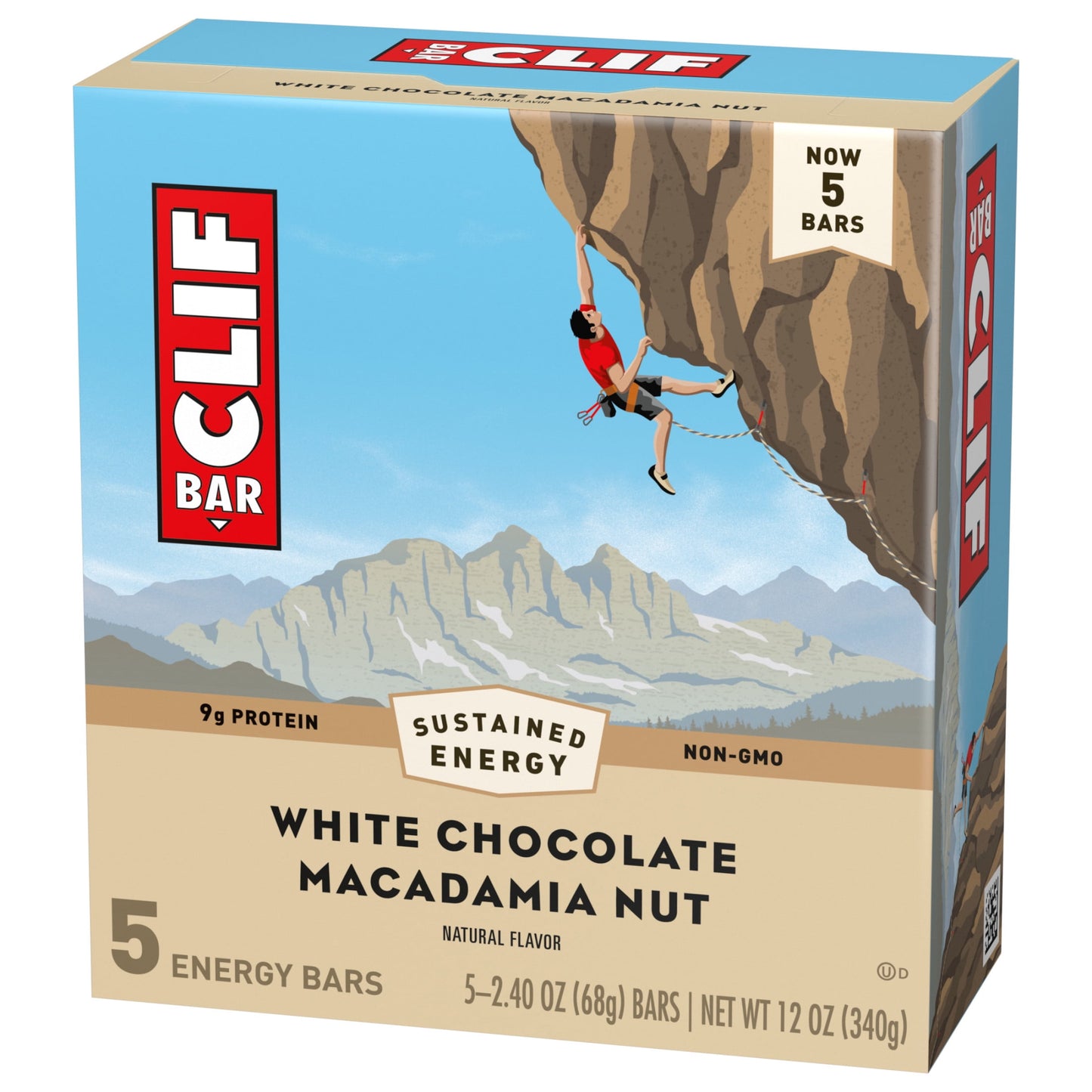 CLIF BAR White Chocolate Macadamia Nut Flavor Energy Bars, Plant Based Protein Bars, 5ct
