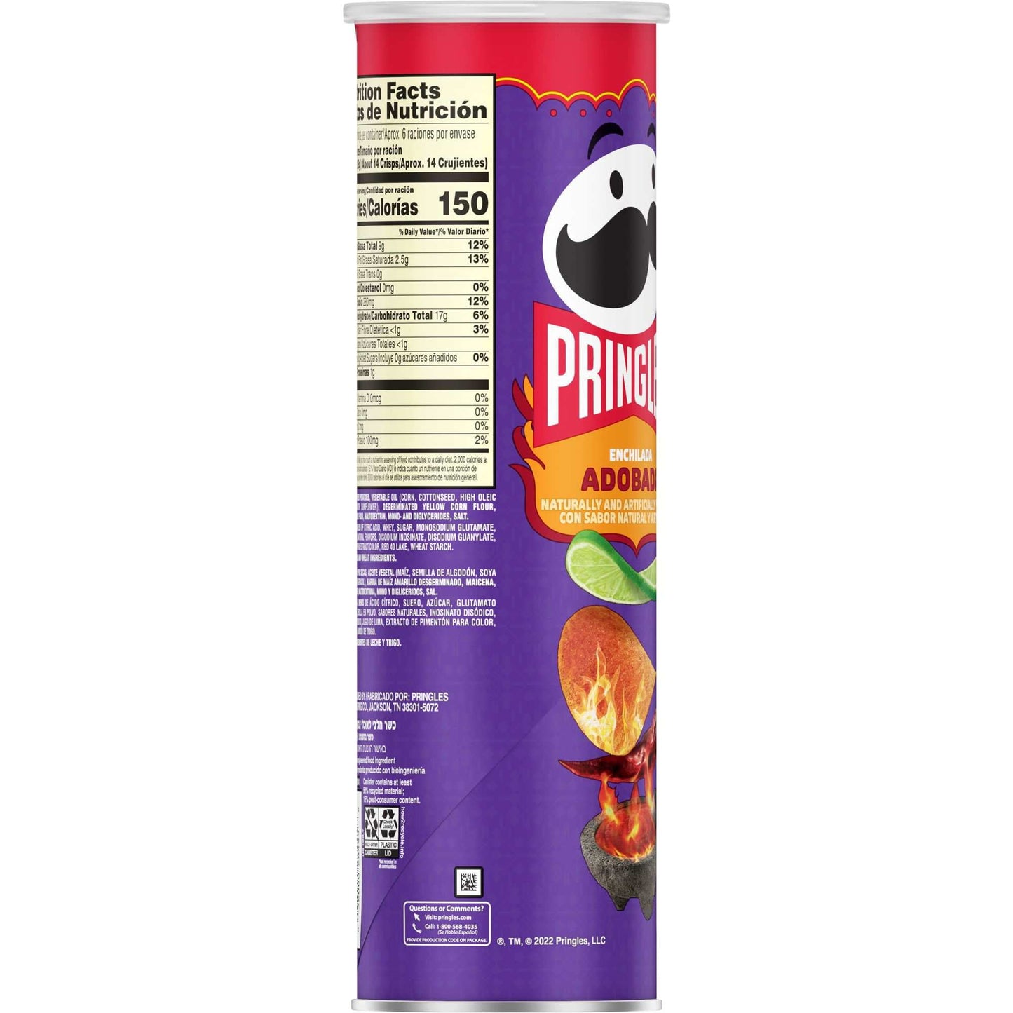 Pringles Enchilada Adobada Potato Crisps Chips - 5.5 oz (Pack of 2)