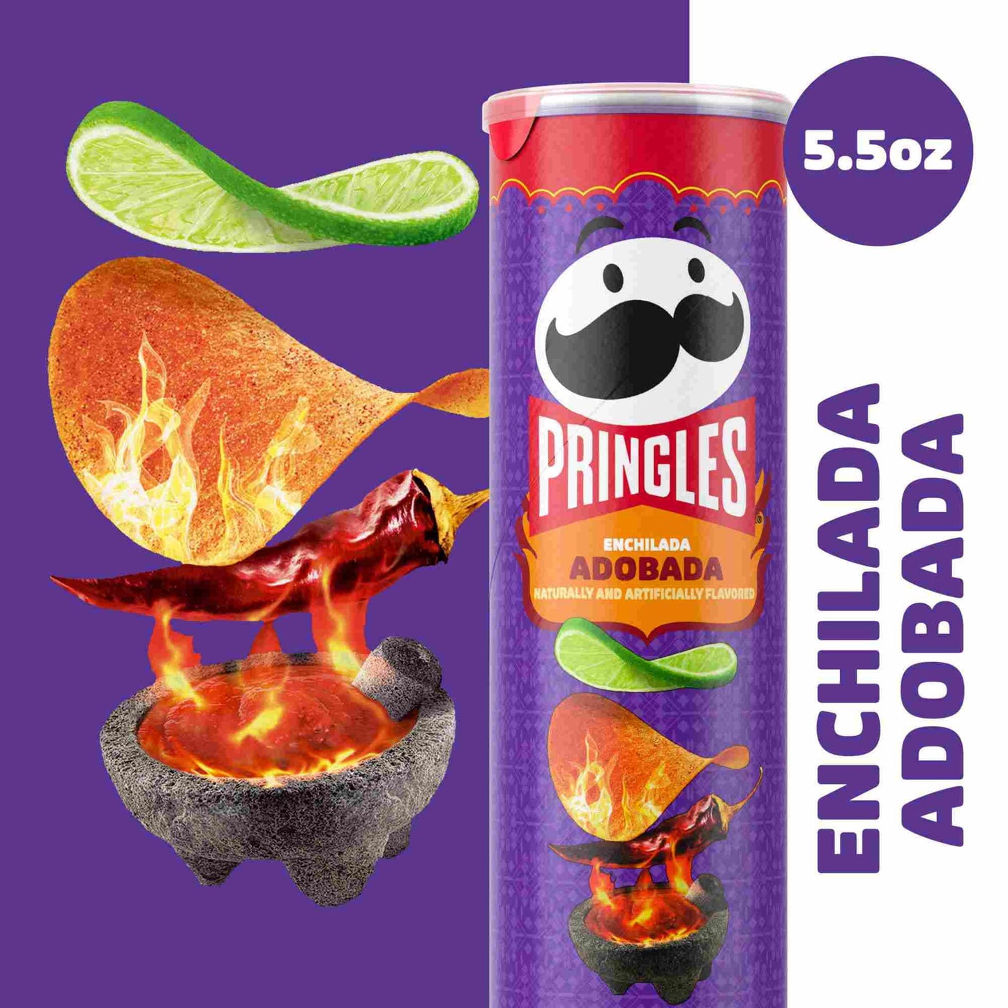 Pringles Enchilada Adobada Potato Crisps Chips - 5.5 oz (Pack of 2)