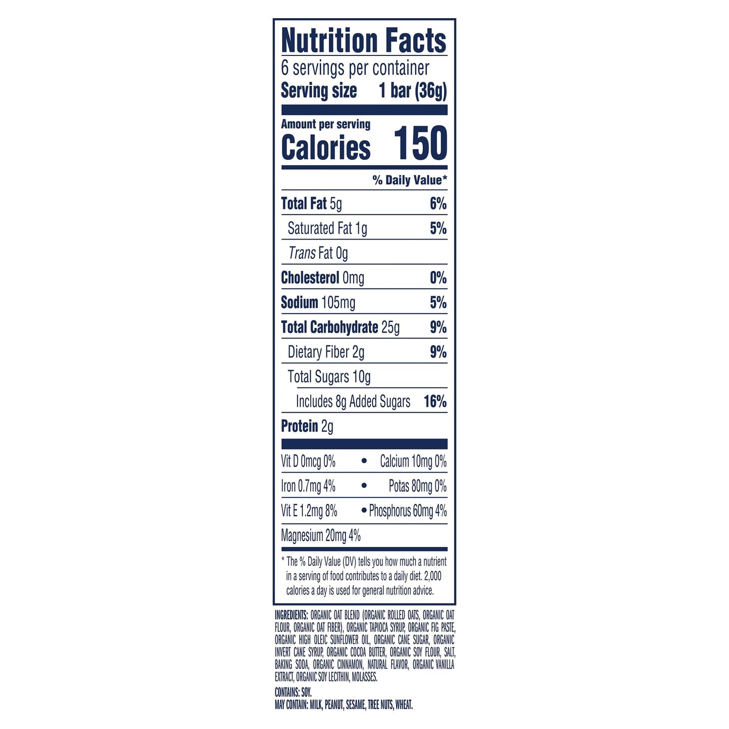 Zbar Iced Oatmeal Cookie Flavor Soft Baked Snack Bars, Organic Granola Bars, 6ct