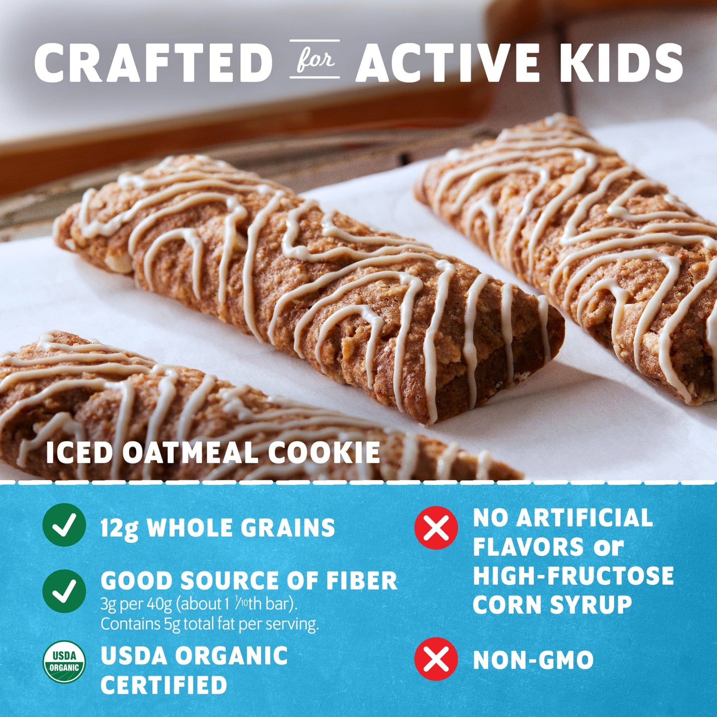 Zbar Iced Oatmeal Cookie Flavor Soft Baked Snack Bars, Organic Granola Bars, 6ct