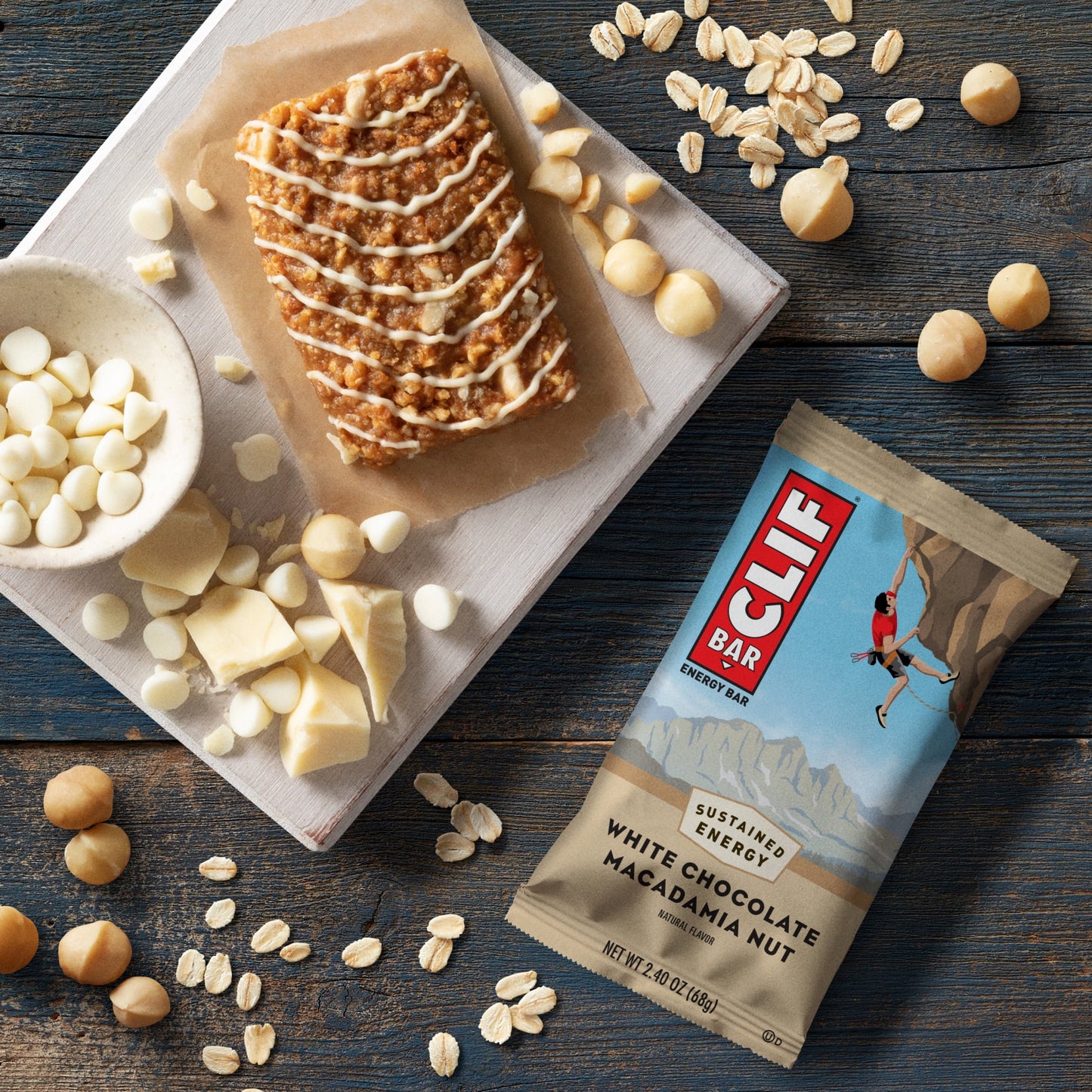 CLIF BAR White Chocolate Macadamia Nut Flavor Energy Bars, Plant Based Protein Bars, 5ct