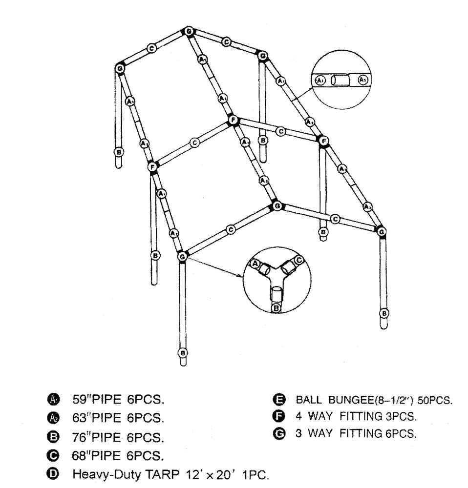 Lost Woods 10' x 20' Car Port Canopy Kit (Not a Toomey Tools Kit)