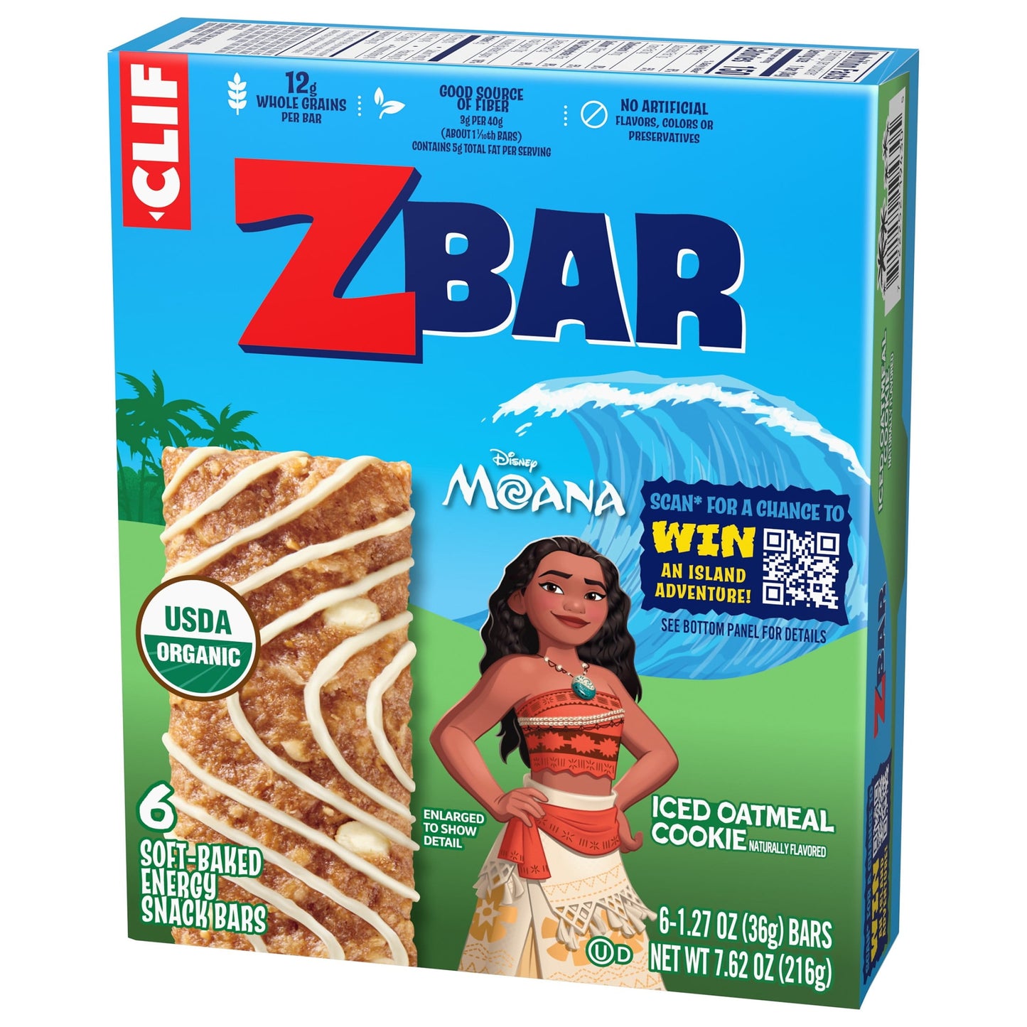 Zbar Iced Oatmeal Cookie Flavor Soft Baked Snack Bars, Organic Granola Bars, 6ct