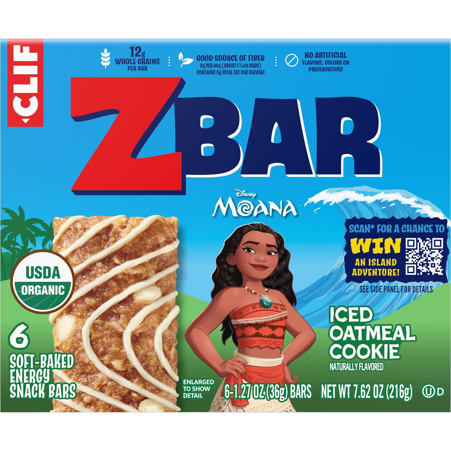 Zbar Iced Oatmeal Cookie Flavor Soft Baked Snack Bars, Organic Granola Bars, 6ct