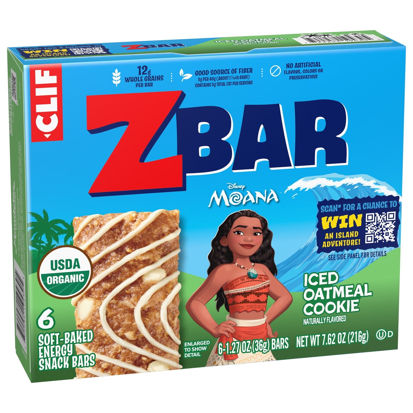 Zbar Iced Oatmeal Cookie Flavor Soft Baked Snack Bars, Organic Granola Bars, 6ct
