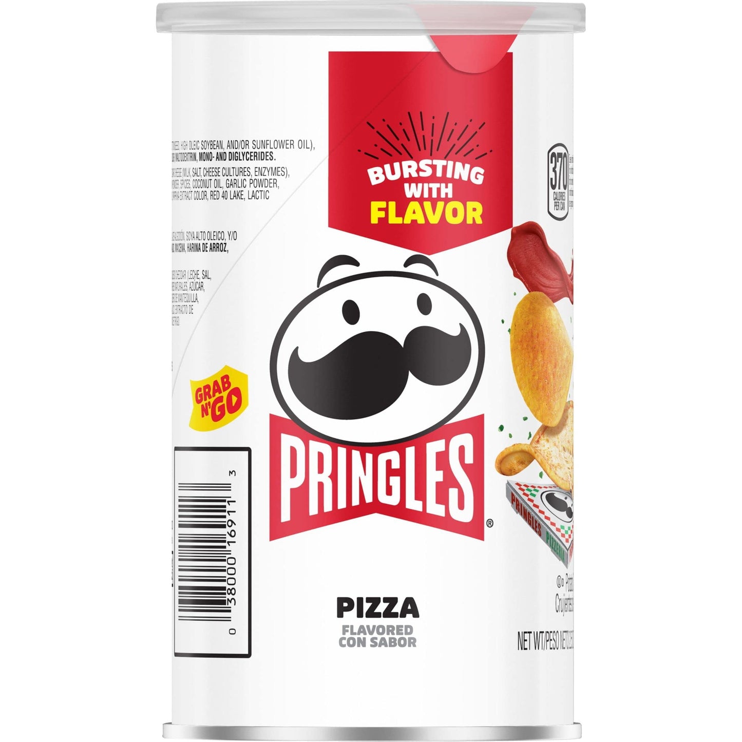 Pringles Potato Crisps Chips, Grab N' Go Cans, Pizza, 2.5oz Cans (Pack of 12)