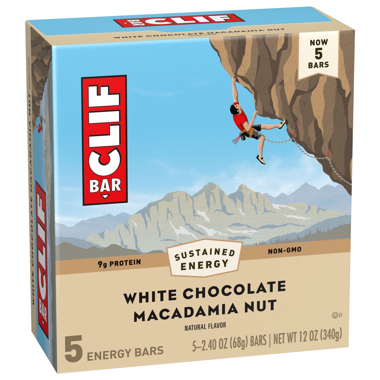 CLIF BAR White Chocolate Macadamia Nut Flavor Energy Bars, Plant Based Protein Bars, 5ct