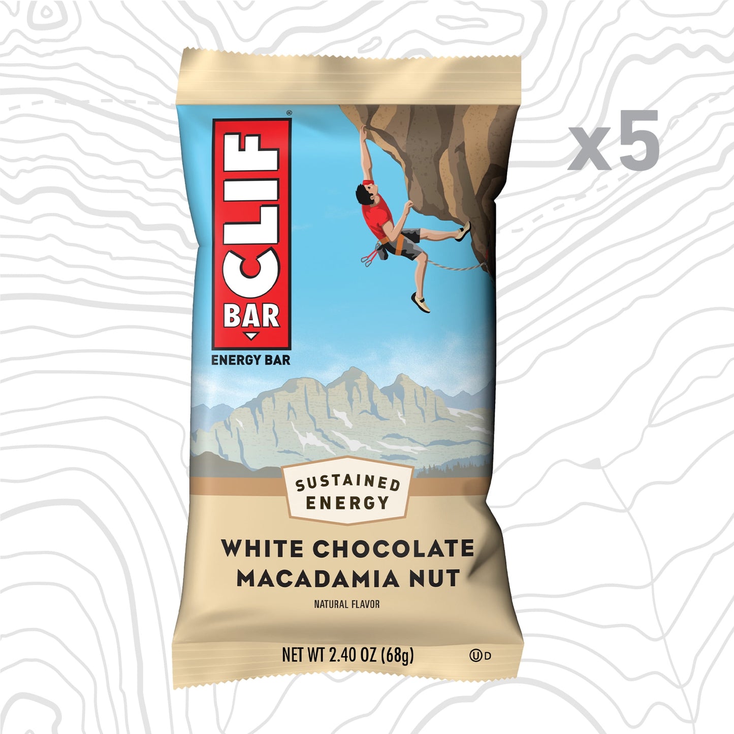 CLIF BAR White Chocolate Macadamia Nut Flavor Energy Bars, Plant Based Protein Bars, 5ct