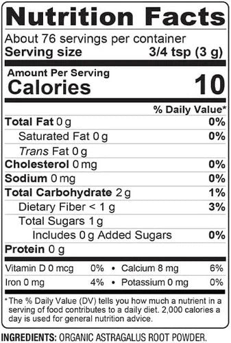BareOrganics Organic Vegan Astragalus, 8 Ounce EXP 5-25