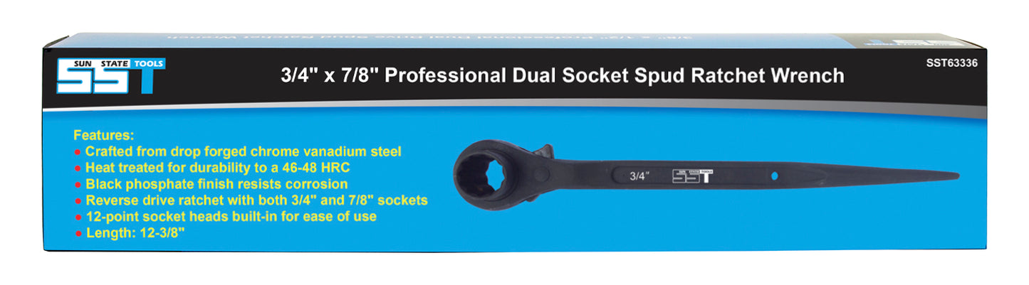 3/4" x 7/8" Professional Dual Socket Spud Ratchet Wrench
