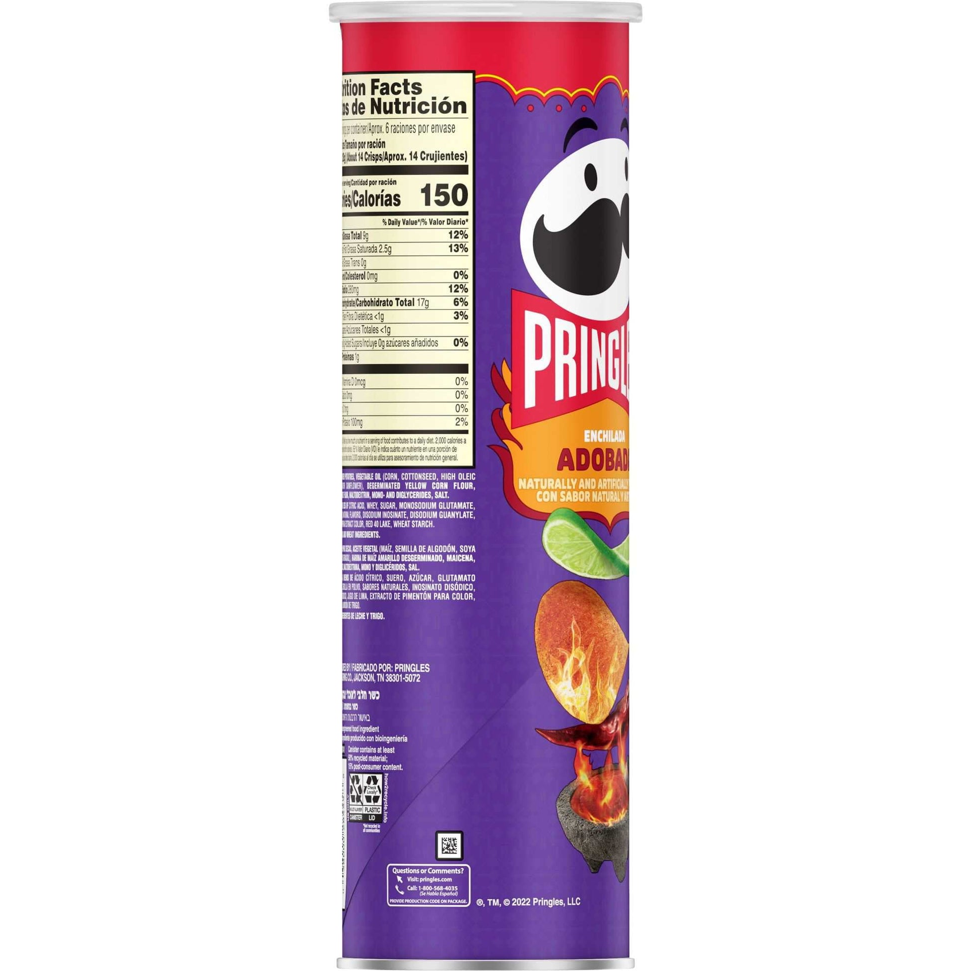 Pringles Enchilada Adobada Potato Crisps Chips - 5.5 oz (Pack of 2)