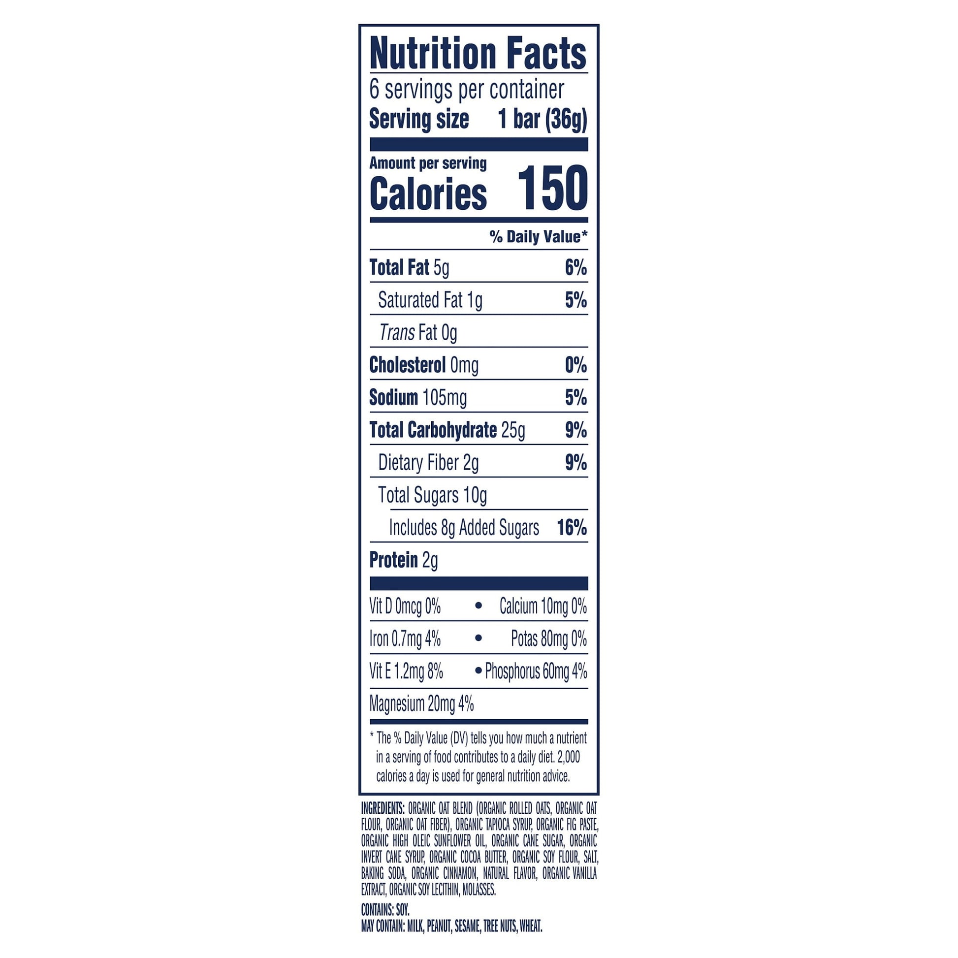 Zbar Iced Oatmeal Cookie Flavor Soft Baked Snack Bars, Organic Granola Bars, 6ct