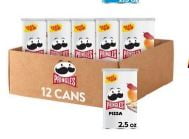 Pringles Potato Crisps Chips, Grab N' Go Cans, Pizza, 2.5oz Cans (Pack of 12)