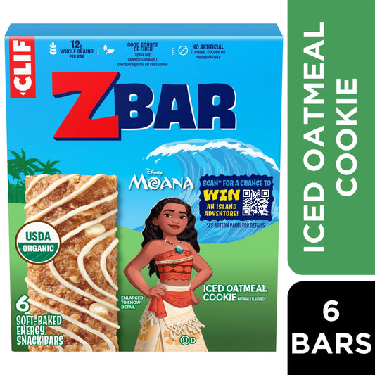Zbar Iced Oatmeal Cookie Flavor Soft Baked Snack Bars, Organic Granola Bars, 6ct