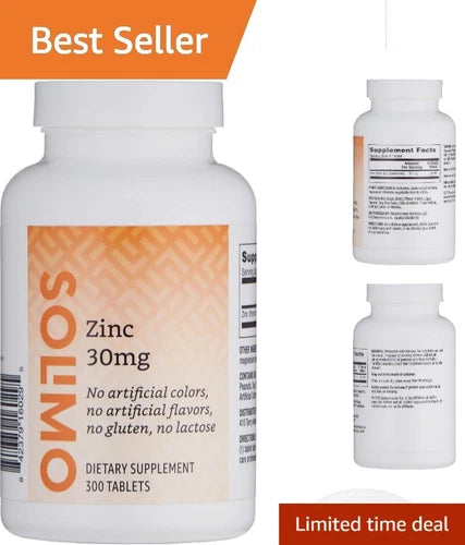 Zinc 30mg Tablets - 300 Count, Unflavored, 10- Supply for Your Health
